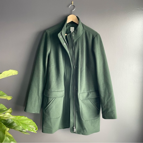 J. Jill Jackets & Blazers - J Jill Winter Women Green Overcoat with Zipper Size Medium